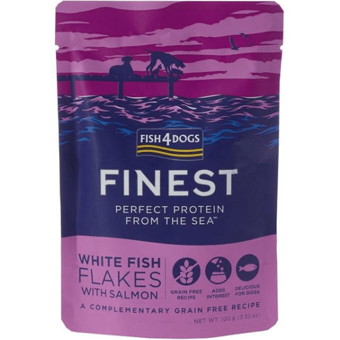 Hrana umeda pentru caini Fish2Dogs Finest Peste alb maruntit&Somon 100g